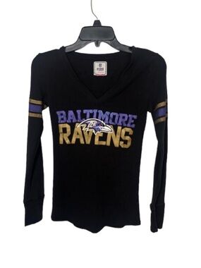 Women's Black Baltimore Ravens Long Sleeve V-Neck